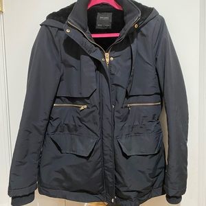 Zara blue jacket with gold zippers